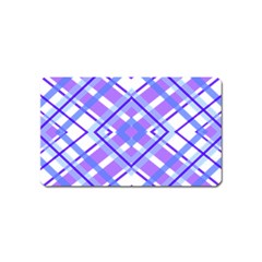 Geometric Plaid Pale Purple Blue Magnet (Name Card)