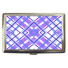 Geometric Plaid Pale Purple Blue Cigarette Money Cases