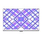 Geometric Plaid Pale Purple Blue Business Card Holders Front