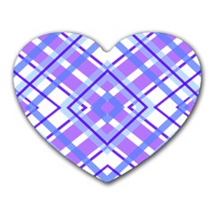 Geometric Plaid Pale Purple Blue Heart Mousepads