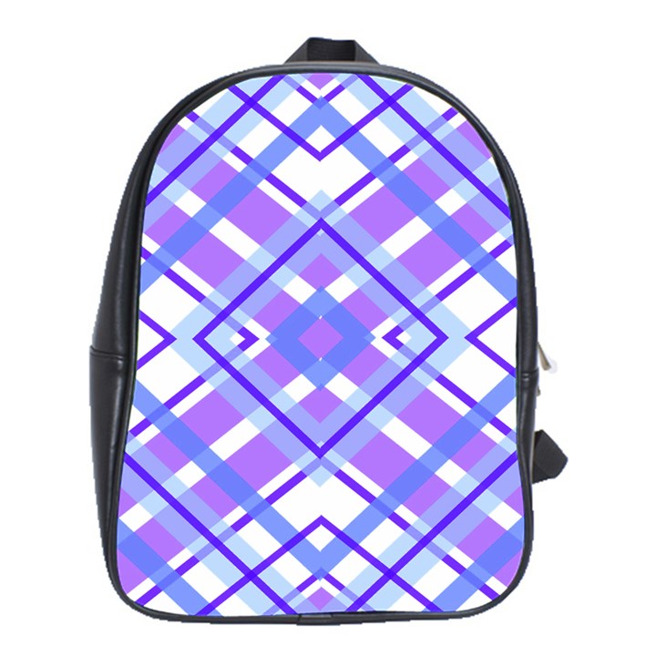 Geometric Plaid Pale Purple Blue School Bags (XL) 