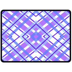 Geometric Plaid Pale Purple Blue Double Sided Fleece Blanket (Large) 