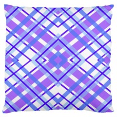 Geometric Plaid Pale Purple Blue Large Flano Cushion Case (One Side)