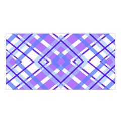 Geometric Plaid Pale Purple Blue Satin Shawl