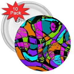Abstract Art Squiggly Loops Multicolored 3  Buttons (10 Pack)  by EDDArt