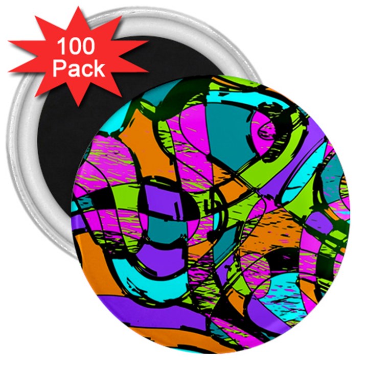 Abstract Art Squiggly Loops Multicolored 3  Magnets (100 pack)