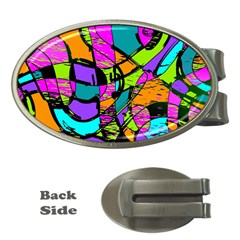 Abstract Art Squiggly Loops Multicolored Money Clips (oval)  by EDDArt