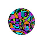 Abstract Art Squiggly Loops Multicolored Rubber Coaster (Round)  Front