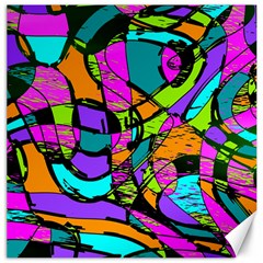 Abstract Art Squiggly Loops Multicolored Canvas 12  X 12   by EDDArt