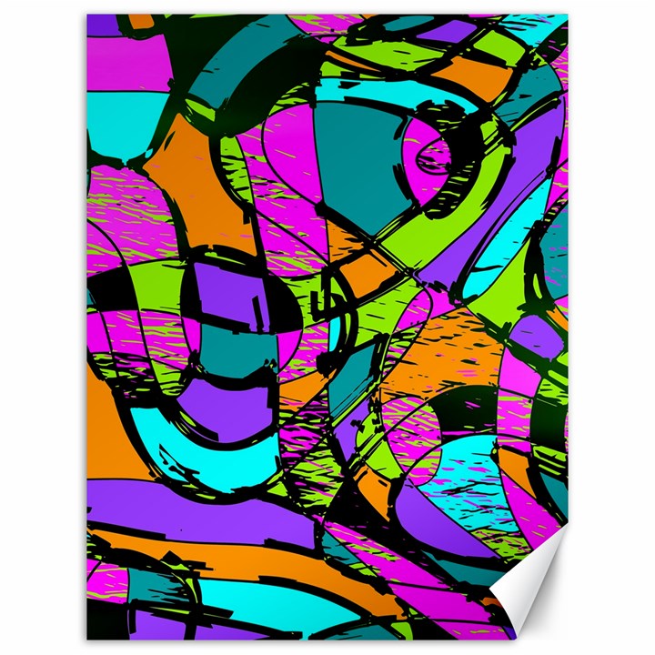 Abstract Art Squiggly Loops Multicolored Canvas 12  x 16  