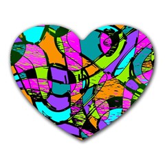 Abstract Art Squiggly Loops Multicolored Heart Mousepads by EDDArt