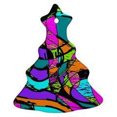 Abstract Art Squiggly Loops Multicolored Christmas Tree Ornament (two Sides) by EDDArt