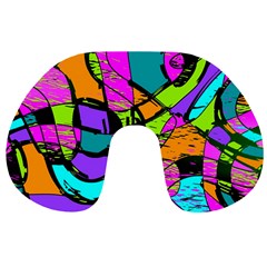 Abstract Art Squiggly Loops Multicolored Travel Neck Pillows by EDDArt