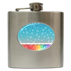 Rainbow Background Border Colorful Hip Flask (6 Oz) by Amaryn4rt