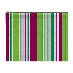 Beautiful Multi Colored Bright Stripes Pattern Wallpaper Background Cosmetic Bag (xl) by Amaryn4rt