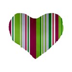 Beautiful Multi Colored Bright Stripes Pattern Wallpaper Background Standard 16  Premium Flano Heart Shape Cushions Back