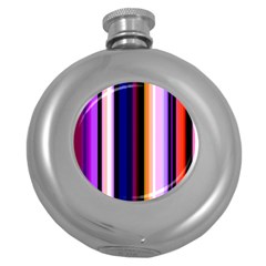 Fun Striped Background Design Pattern Round Hip Flask (5 Oz) by Amaryn4rt