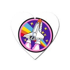 Badge Patch Pink Rainbow Rocket Heart Magnet by Amaryn4rt