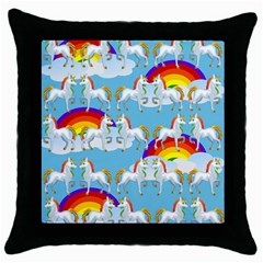 Rainbow pony  Throw Pillow Case (Black)