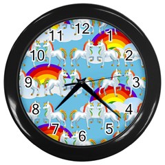 Rainbow pony  Wall Clocks (Black)