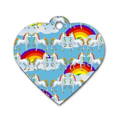 Rainbow Pony  Dog Tag Heart (one Side) by Valentinaart