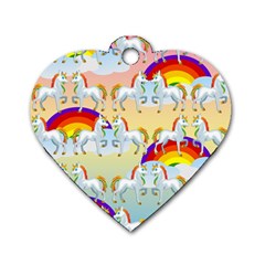 Rainbow Pony  Dog Tag Heart (one Side) by Valentinaart