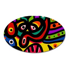 A Seamless Crazy Face Doodle Pattern Oval Magnet