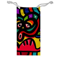 A Seamless Crazy Face Doodle Pattern Jewelry Bag