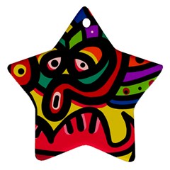 A Seamless Crazy Face Doodle Pattern Star Ornament (Two Sides)