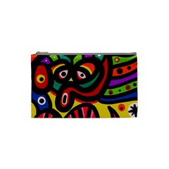 A Seamless Crazy Face Doodle Pattern Cosmetic Bag (Small) 