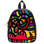 A Seamless Crazy Face Doodle Pattern School Bags (Small)  Front