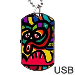 A Seamless Crazy Face Doodle Pattern Dog Tag USB Flash (Two Sides)