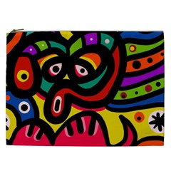 A Seamless Crazy Face Doodle Pattern Cosmetic Bag (XXL) 