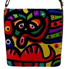 A Seamless Crazy Face Doodle Pattern Flap Messenger Bag (S)