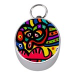 A Seamless Crazy Face Doodle Pattern Mini Silver Compasses Front