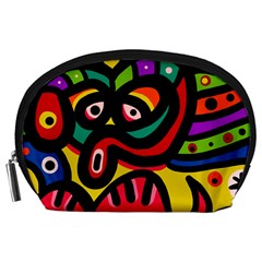 A Seamless Crazy Face Doodle Pattern Accessory Pouches (Large) 