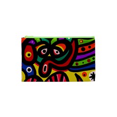 A Seamless Crazy Face Doodle Pattern Cosmetic Bag (XS)