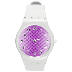 Abstract Lines Background Round Plastic Sport Watch (m) by Amaryn4rt