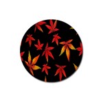 Colorful Autumn Leaves On Black Background Magnet 3  (Round) Front