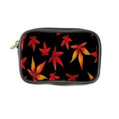 Colorful Autumn Leaves On Black Background Coin Purse by Amaryn4rt