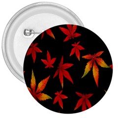 Colorful Autumn Leaves On Black Background 3  Buttons by Amaryn4rt