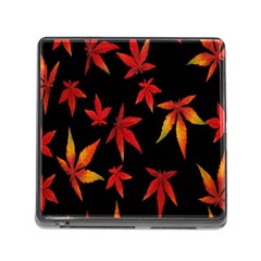 Colorful Autumn Leaves On Black Background Memory Card Reader (square) by Amaryn4rt