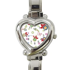 Colorful Floral Wallpaper Background Pattern Heart Italian Charm Watch by Amaryn4rt