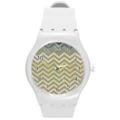 Abstract Vintage Lines Round Plastic Sport Watch (m) by Amaryn4rt