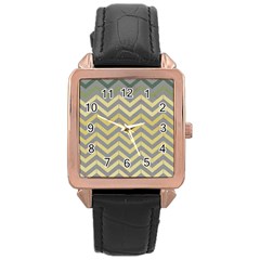 Abstract Vintage Lines Rose Gold Leather Watch 