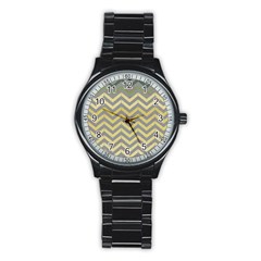 Abstract Vintage Lines Stainless Steel Round Watch