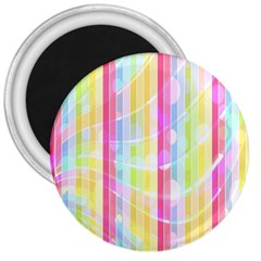 Colorful Abstract Stripes Circles And Waves Wallpaper Background 3  Magnets by Amaryn4rt