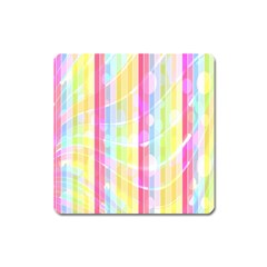 Colorful Abstract Stripes Circles And Waves Wallpaper Background Square Magnet by Amaryn4rt