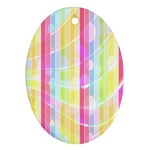 Colorful Abstract Stripes Circles And Waves Wallpaper Background Oval Ornament (Two Sides) Back