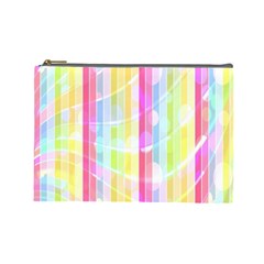 Colorful Abstract Stripes Circles And Waves Wallpaper Background Cosmetic Bag (large)  by Amaryn4rt
